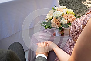 hands, wedding rings and marriage vows