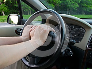 Hands on the wheel car