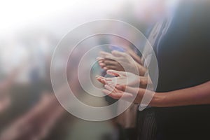 Hands woman Prayer,worship concept.