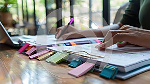 The hands working on documents.AI generated image