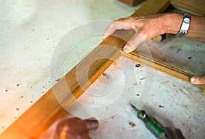 Hands working repair of carpenters