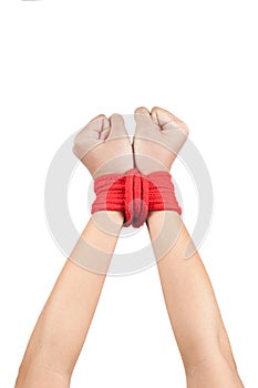 Hands wrapped with rope