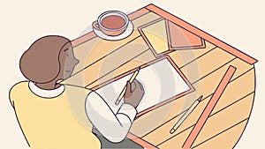 Hands Writing in a Notebook with a Pen, Creative Work, vector design Generative AI