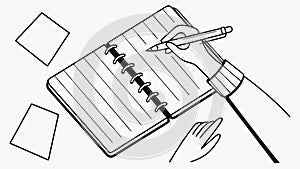 Hands Writing in Notebook, Study and Creative Work Process, vector design Generative AI