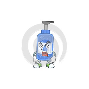 Handsanitizer cartoon character design with mad face