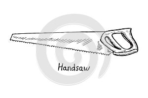 Handsaw, hand drawn doodle sketch photo