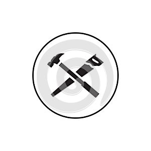 Handsaw hummer circle lines icon vector