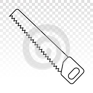Handsaw or wood saws carpentry tools line art icon for apps and websites