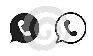 Handset icon in bubble, phone masseger vector icon set