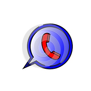 Handset message. Hand up. Social media logo. Call symbol. Chat message icon. Vector illustration. stock image.