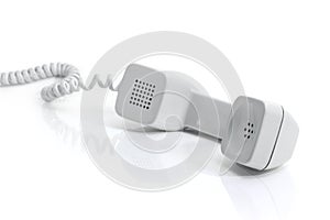 Handset of modern landline telephone at selective focus