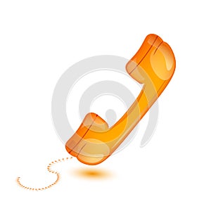 handset in orange, phone receiver,vector illustration