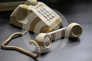 Handset of vintage telephone.Mid Century Modern Vintage Telephone .Rotary Phone