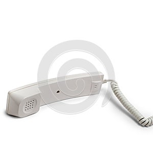 Handset and wire isolated white background