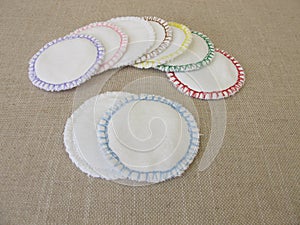 Handsewn, reusable, washable cotton cosmetic pads