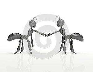 Handshake-3d cartoon ants-concept