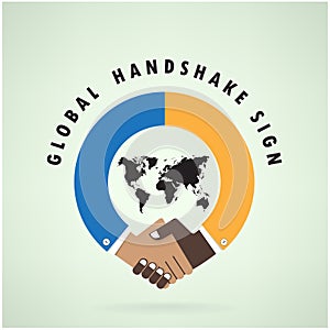 Handshake abstract sign vector design template. Business creative concept