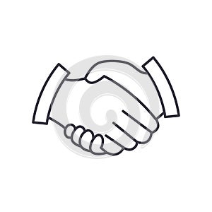 Handshake agreement icon, linear isolated illustration, thin line vector, web design sign, outline concept symbol with