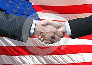 Handshake and American Flag