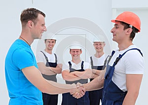 Handshake of the architect and engineer photo