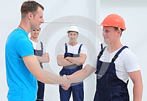 Handshake of the architect and engineer photo