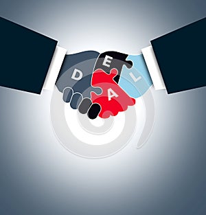 Handshake - Business deal concept with jigsaw pieces