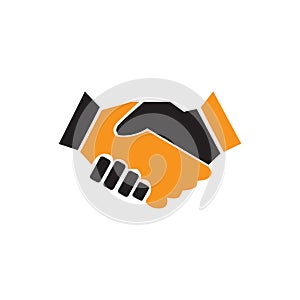 Handshake business logo - two hands make a deal on white background. Handshake icon. Partnership and agreement symbol