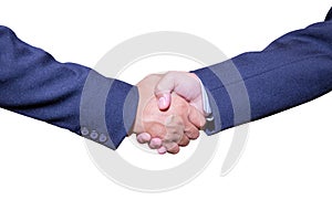 handshake and business people concepts. Two men shaking hands on white background.