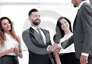 Handshake business people at meeting