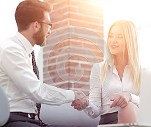 Handshake business people in the office