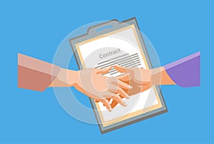 Handshake Businessman Contract Paper Document, Business Man Hands Shake