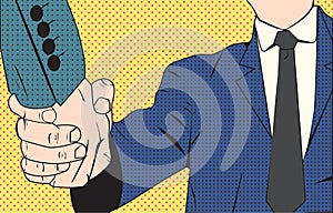 Handshake businessman retro style pop art