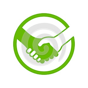Handshake Circle Green Icon Symbol Logo Design