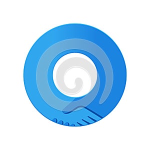 Handshake, circle shape logo, union concept, teamwork symbol