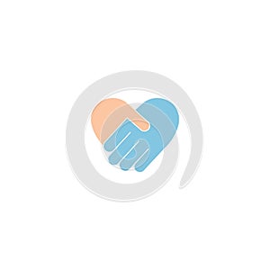 Handshake color icon in heart shape vector illustration