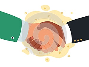 Handshake communication. Shaking hands partnership, business success agreement, teamwork, greeting or deal shake hands