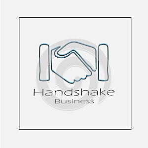 Handshake concept illustration. Hand drawn hands shaking flat vector logo icon