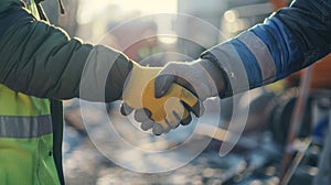 The Handshake on Construction Site. AI generated