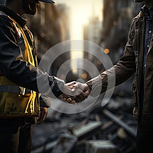 Handshake between Construction Worker and Client - AI Generated