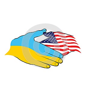 Handshake cooperation USAUkraine vector illustration