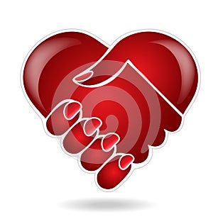 Handshake couple heart love logo