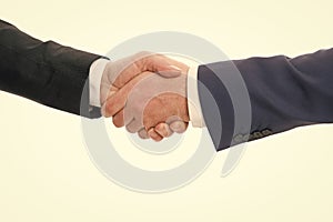 Handshake deal. Handshake isolated on white. Business agreement. Contract or cooperation. Companionship or partnership