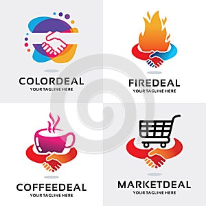 Handshake Deal Logo Set Design Template Collection