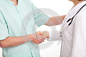 Handshake doctor and nurse