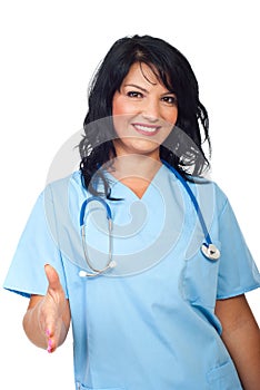 Handshake doctor woman