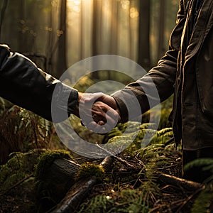Handshake between an ecologist and a conservationist - AI Generated