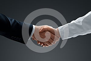 Handshake with effect, teamwork, partnership concept, business communication. Close-up