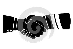 Handshake between executive and worker, illustration for agreement