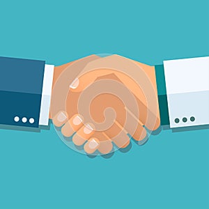 Handshake flat illustration. Background for business and finance