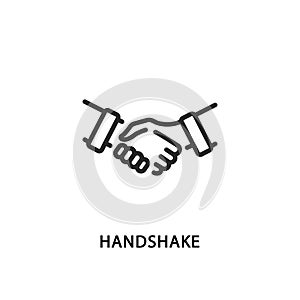 Handshake flat line icon. Vector illustration partnership symbol.